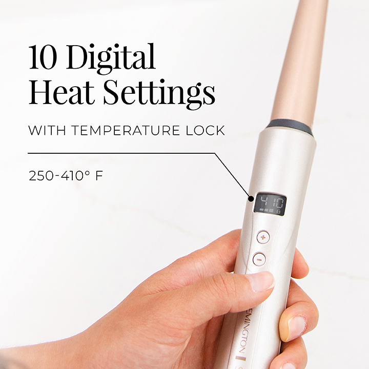 CI95AC10 SHINE THERAPY Argan Oil Keratin 1 Tapered Curling Wand for Natural Curls includes heat glove Remington